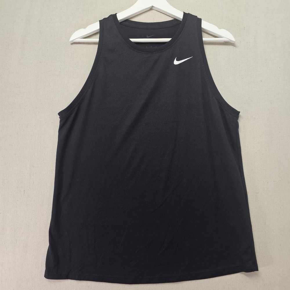 Nike Women's Medium Black Real Legend Training Tank DX0701-010 White Swoosh
